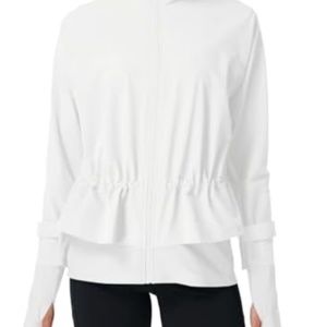 NWT women’s zip up workout / running jacket. White athletic XL